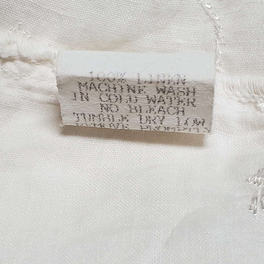 Johnny Was White Floral Embroidered Midi Dress 100% Linen Size Medium - Picture 8 of 9